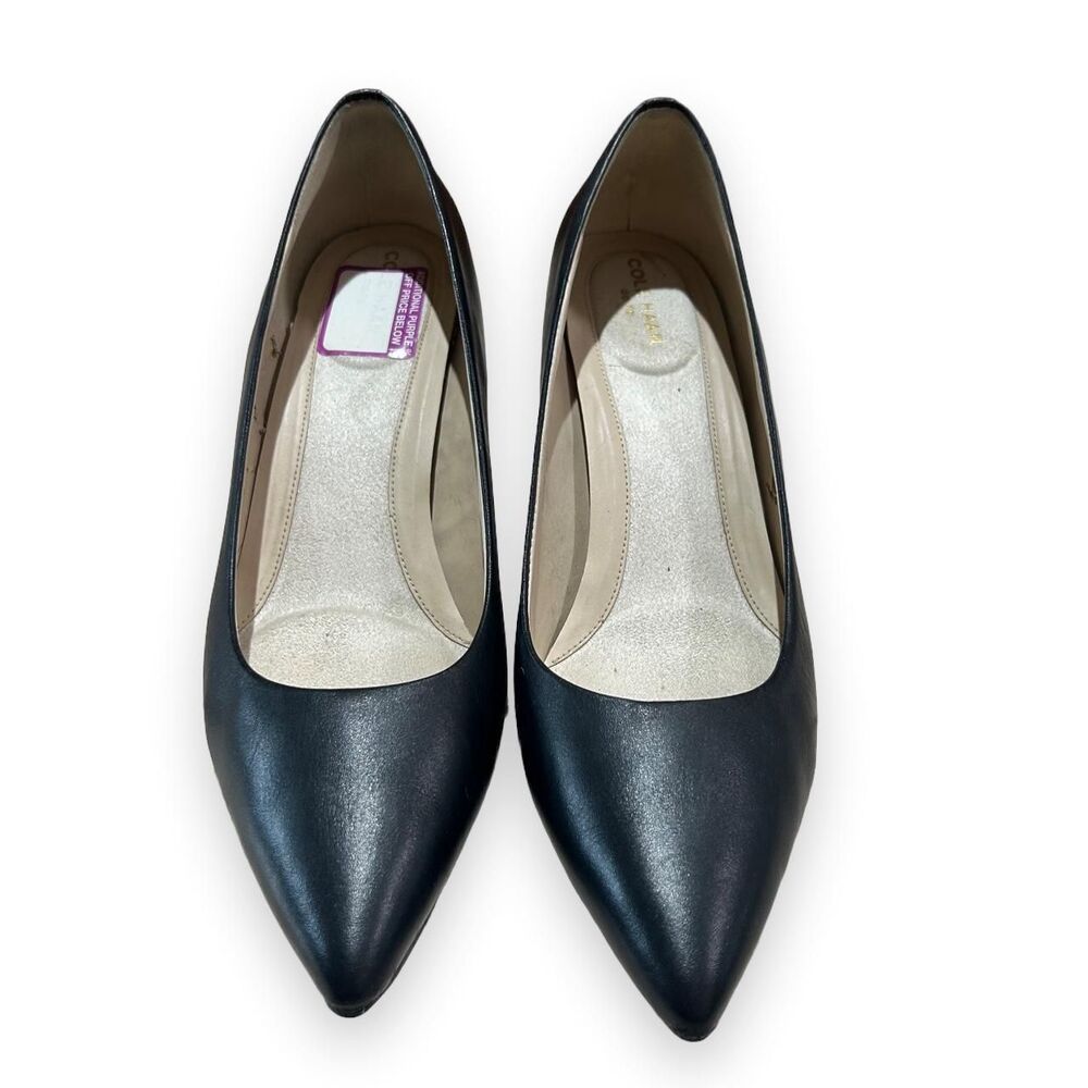 Cole Haan black leather pointed toe pumps